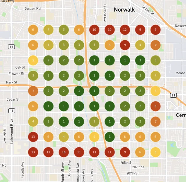 Map ranking scan after: mostly green, top 3 rankings
