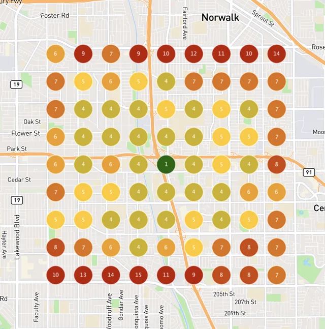 Map ranking scan before: mostly red and orange, low rankings